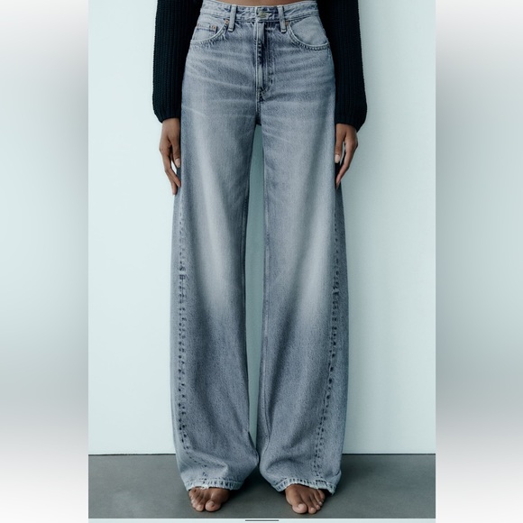 Zara jeans High waisted mid rise full length Zara blue jeans s. 42 brand new - Picture 9 of 13